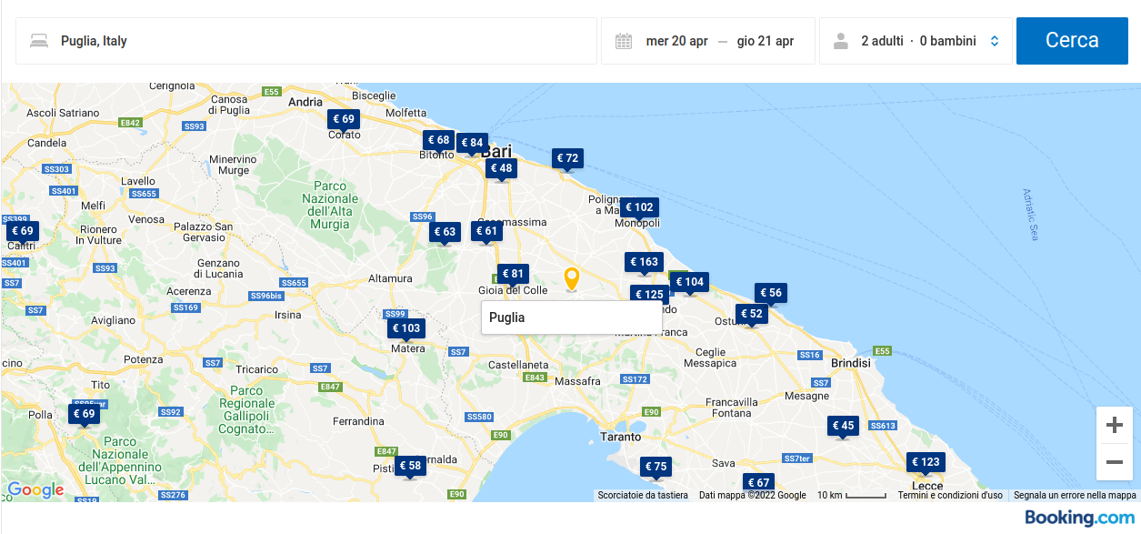 mappa Hotels Puglia